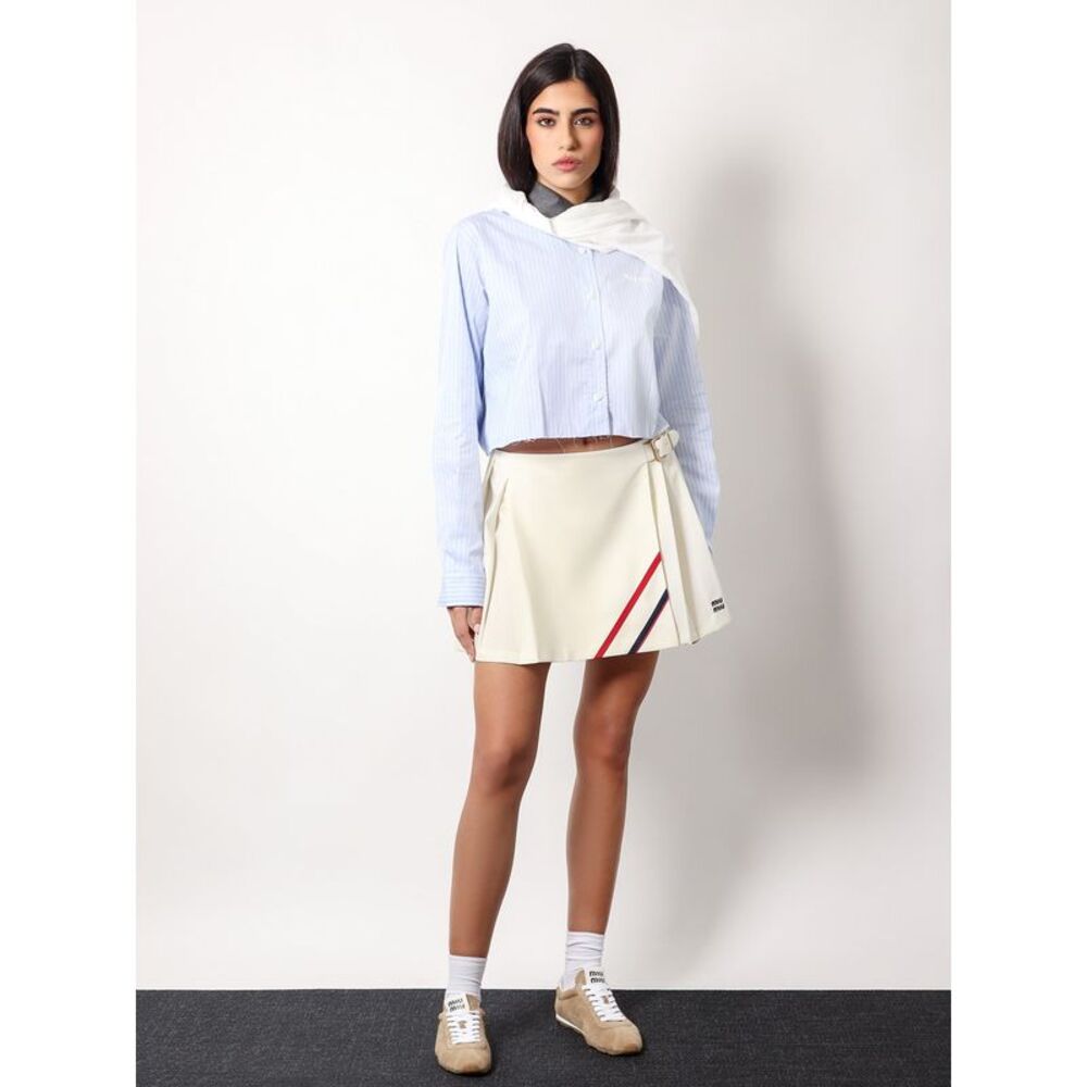 Miu Miu Women Plisse Wool And Mohair Skirt - Picture 2 of 5